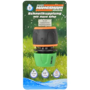 BRÜDER MANNESMANN Schlauchkupplung mit Wasserstop, 1/2"