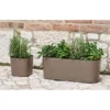 tera Pflanzgefäß Capri, 380 mm breit, sandfarbig, ideal für Balkon- und Terrassengarten, langlebig und witterungsbeständig.