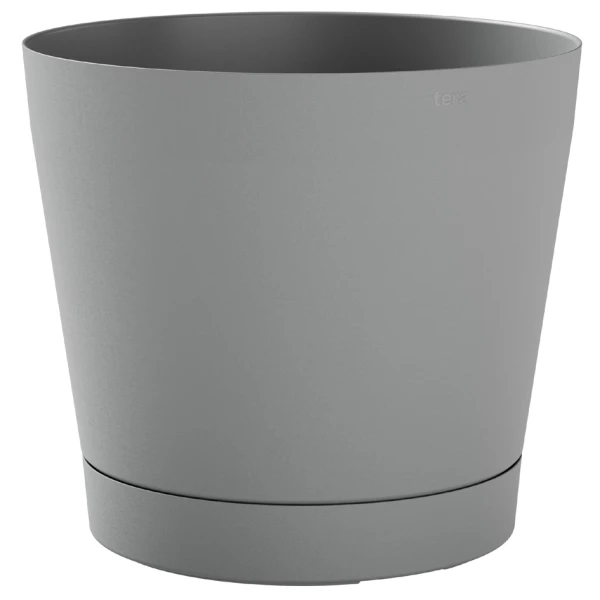 Pflanzgefäß Orione, Durchmesser 240 mm, fog grey – eleganter und robuster Kunststofftopf, ideal für moderne Balkongestaltung.