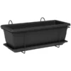 XXL Blumenkasten Set Tora, anthrazit, inklusive Halter, ideal für Balkon und Terrasse, robust und UV-beständig.