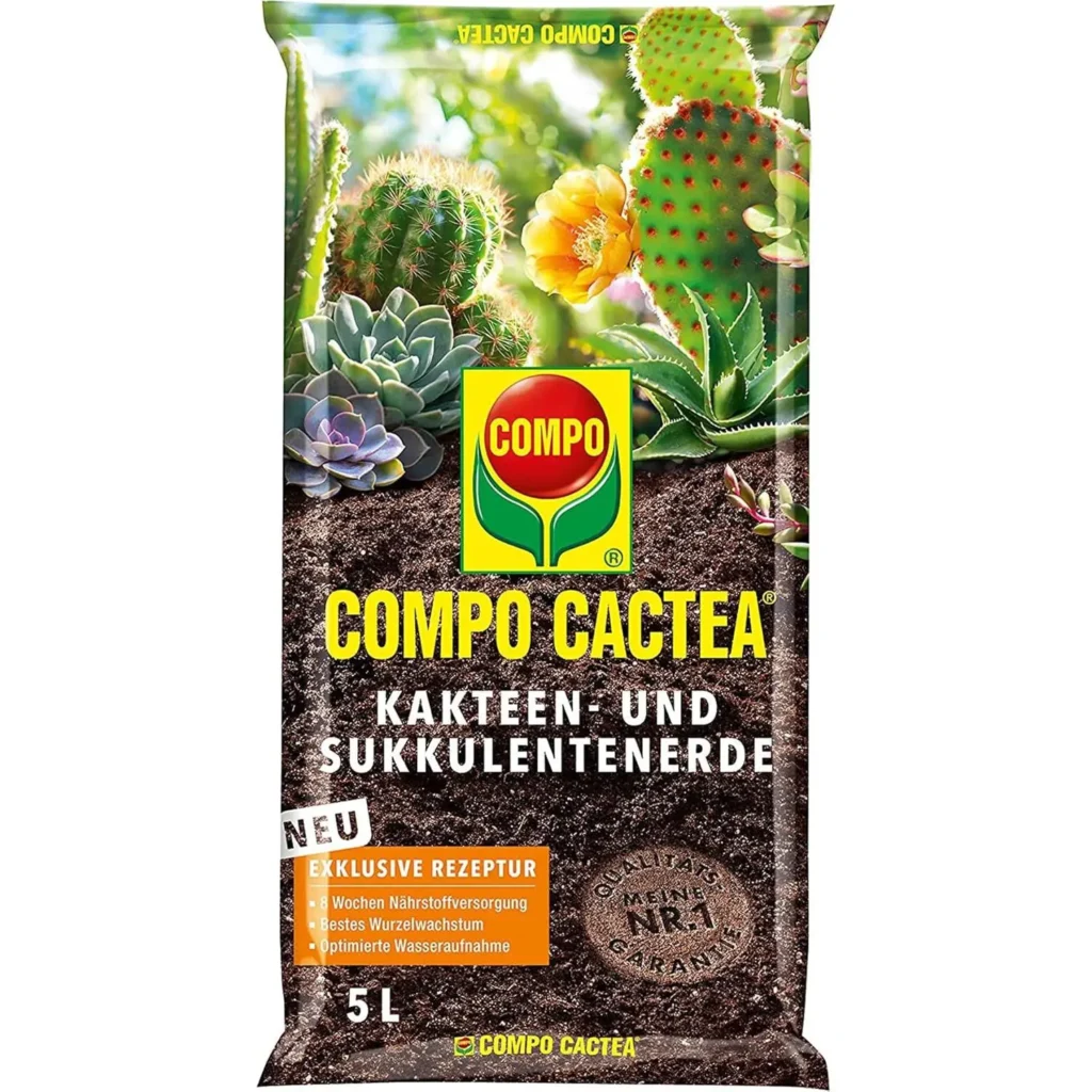 COMPO CACTEA Kakteen- und Sukkulentenerde, 5 Liter, perfekt für gesundes Wachstum von Kakteen und Sukkulenten, nährstoffreich und gut durchlüftet.