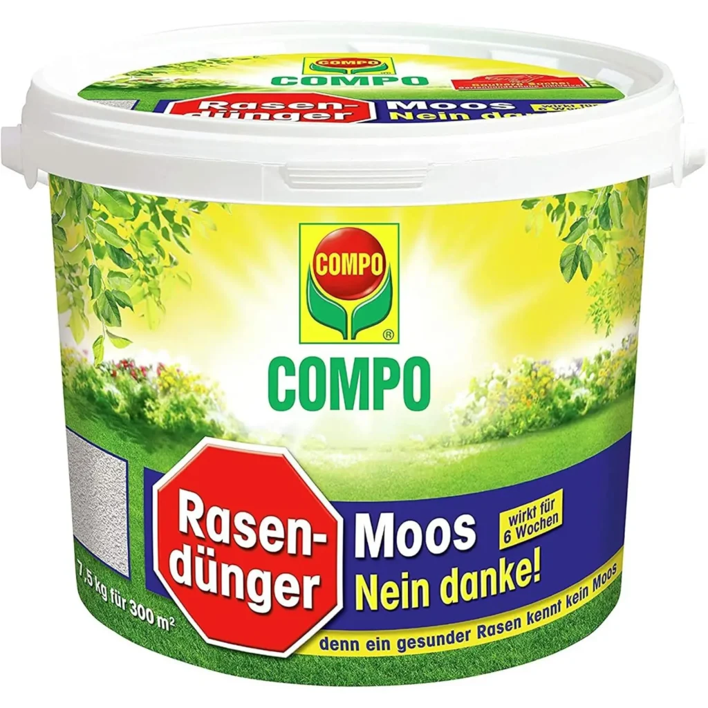COMPO Rasendünger für gesundes Wachstum, 7,5 kg, ausreichend für 300 qm, ideal zur Bekämpfung von Moos und Unkraut.