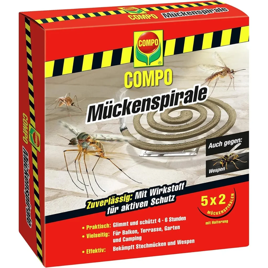 Mückenspirale von COMPO, effektiver Insektenschutz für den Garten, 30 cm, umweltfreundlich und langanhaltend wertvoll gegen Stechmücken.
