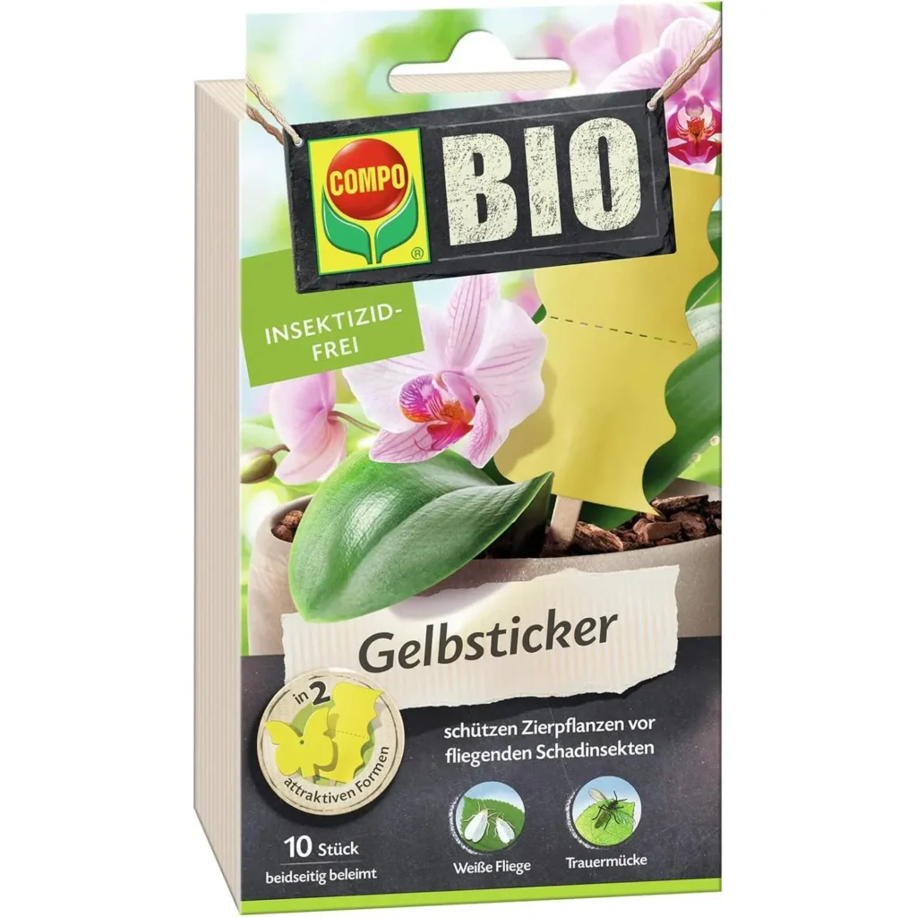 COMPO BIO Gelbsticker Leimfalle, insektizidfrei, effektiv gegen Fliegen und Schädlinge, ideal für den biologischen Garten.