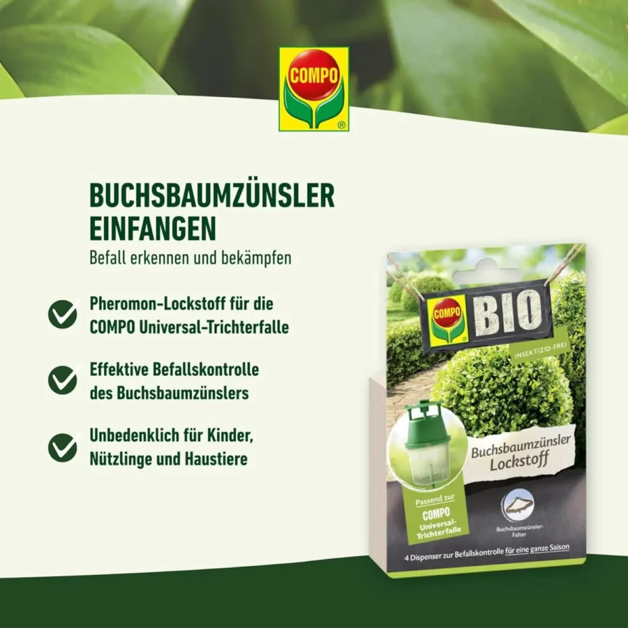 COMPO BIO Universal-Trichterfalle aus langlebigem Kunststoff, effektiv gegen Schädlinge, ideal für den biologischen Gartenbau.