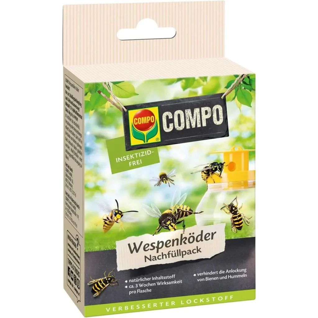 Wespenfallen Köder, 2er Nachfüllpack, effektiv zur einfachen Bekämpfung von Wespen, sorgt für entspannte Sommerabende im Garten.