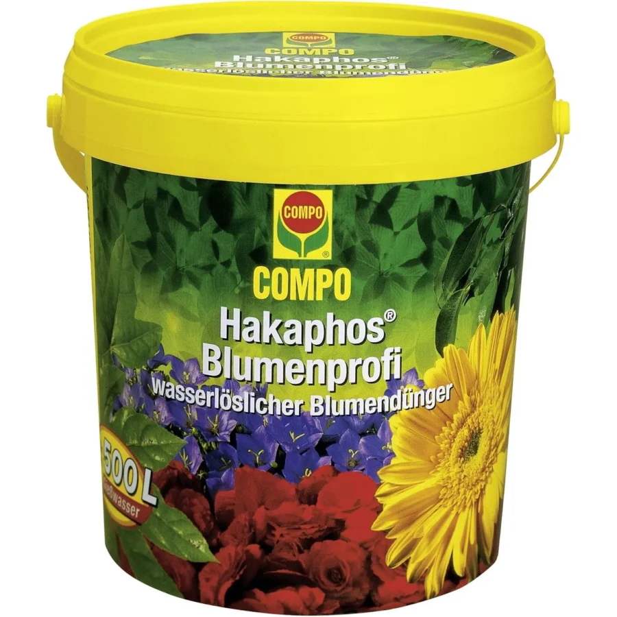 COMPO Blumenprofi Blumenerde, 1-2 kg Eimer, ideal für blühende Pflanzen, nährstoffreich und torffrei für gesundes Wachstum.