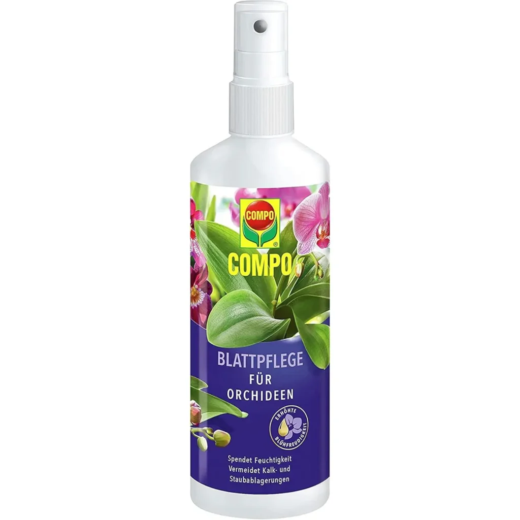 COMPO Blattpflege für Orchideen, 250 ml Pumpspray, ideal für gesunde, glänzende Blätter und kräftiges Wachstum.