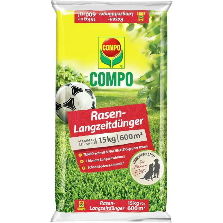 Rasenpflege im Frühling: So wird dein Rasen wieder saftig grün 7 COMPO Rasen-Langzeitdünger, 15 kg für 600 qm