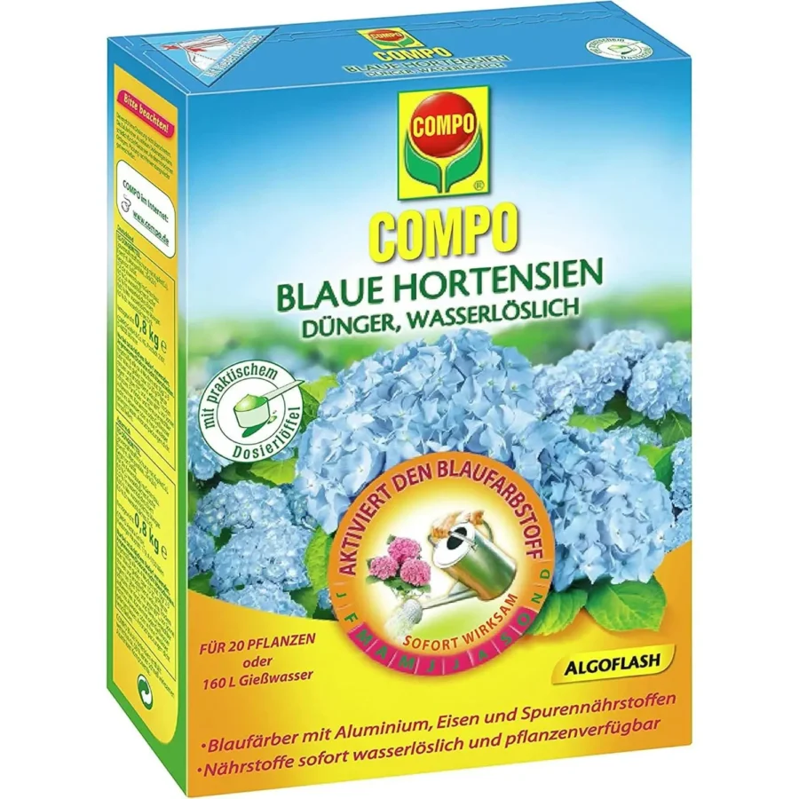 COMPO Spezialdünger für blaue Hortensien, 800 g, ideal für kräftige Farben und gesundes Wachstum in Ihrem Garten.