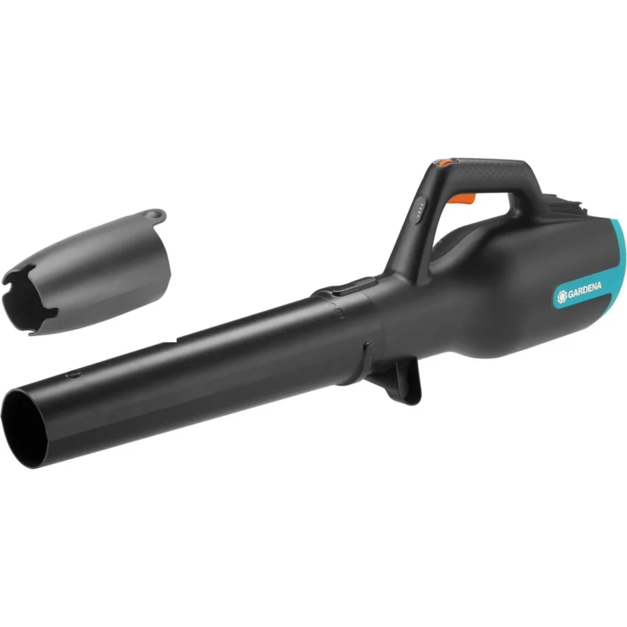 Gardena Akku-Gartenbläser PowerJet 18V, leistungsstark und kabellos, ideal für schnelle und einfache Gartenpflege – mühelos Laub und Schmutz beseitigen.