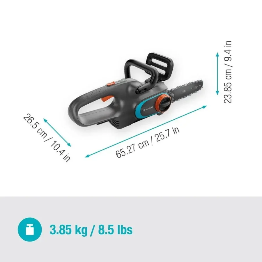 Gardena Akku-Kettensäge PowerSaw 250, 18V, für müheloses Schneiden von Holz, leicht und handlich, ideal für den heimischen Garten.