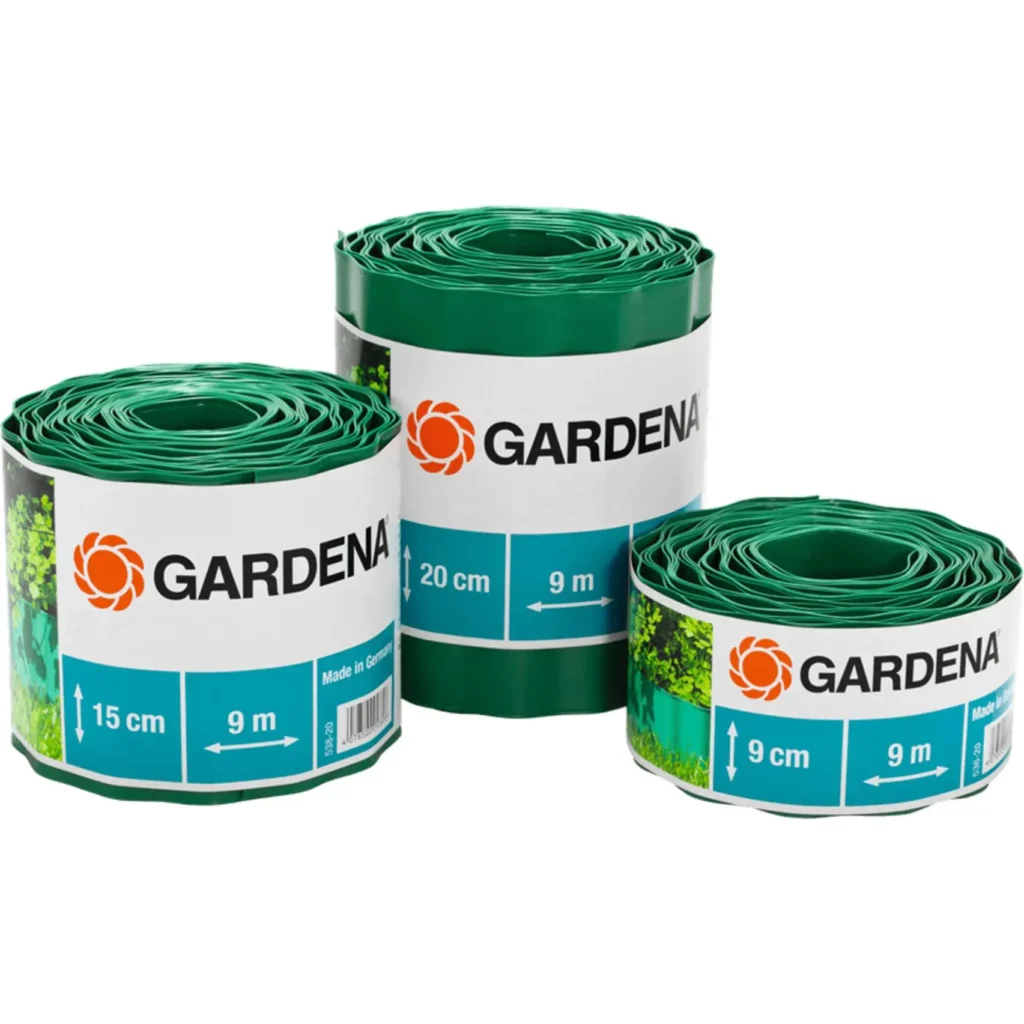 Gardena Beeteinfassung grün, 20 cm hoch, 9 m lang, ideal für stilvolle Gartenabtrennungen und nachhaltige Pflanzenpflege.