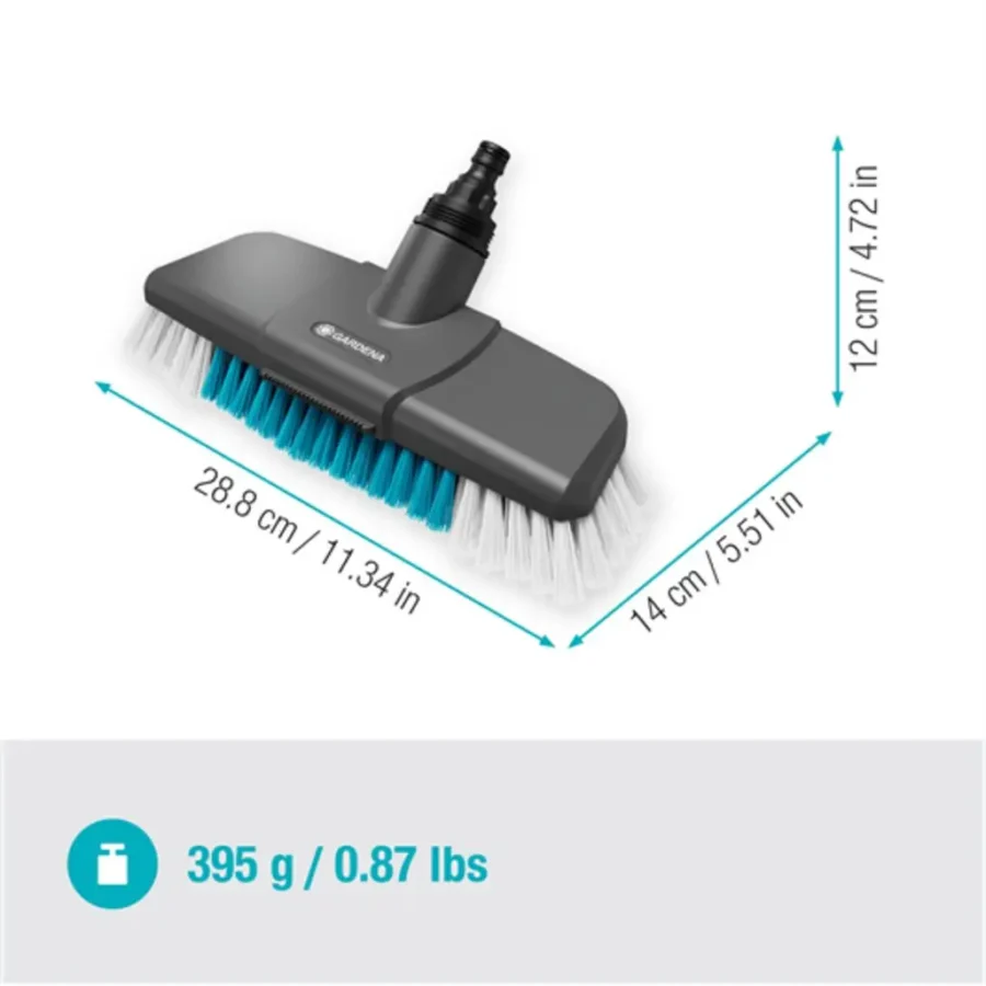 Gardena Cleansystem Stielbürste hard, ideal für gründliche und schonende Reinigung von Terrassen und Gartenmöbeln, 7 cm breit.