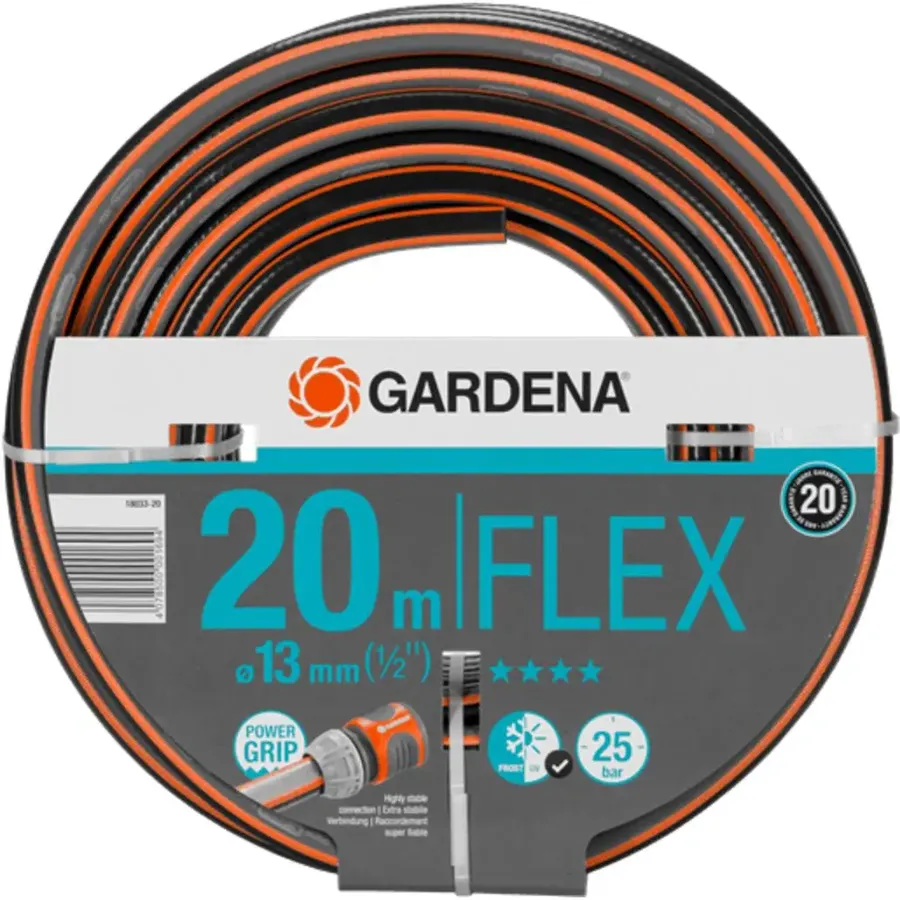 Gardena Comfort FLEX Schlauch 13 mm, 20 m, flexibel und robust, ideal für effiziente Bewässerung im Garten.