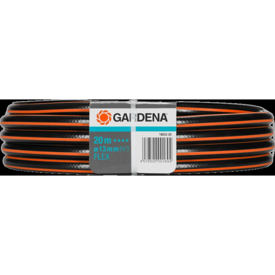 Gardena Comfort FLEX Schlauch 1/2 Zoll, 20 m, langlebig und strapazierfähig, ideal für Gartenbewässerung ohne Systemteile.