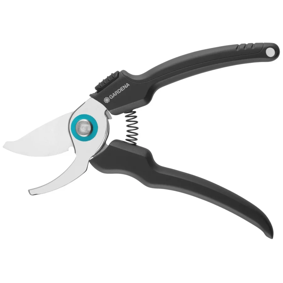 Gardena EcoLine Gartenschere, ergonomischer Griff, aus 65% recyceltem Kunststoff, ideal für präzises Schneiden von Blumen und Sträuchern.