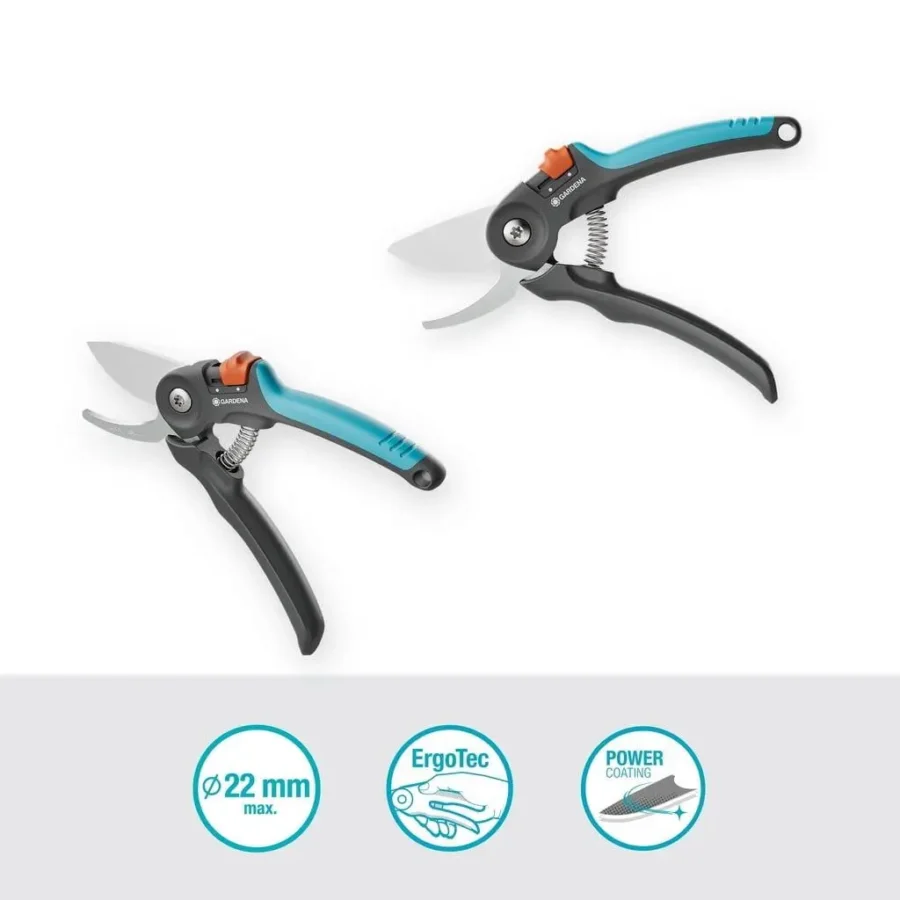 Gardena Gartenschere PremiumCut für präzise Schnitte, ergonomischer Griff, scharfe Klingen, ideal für frische Holzarbeiten im Garten.