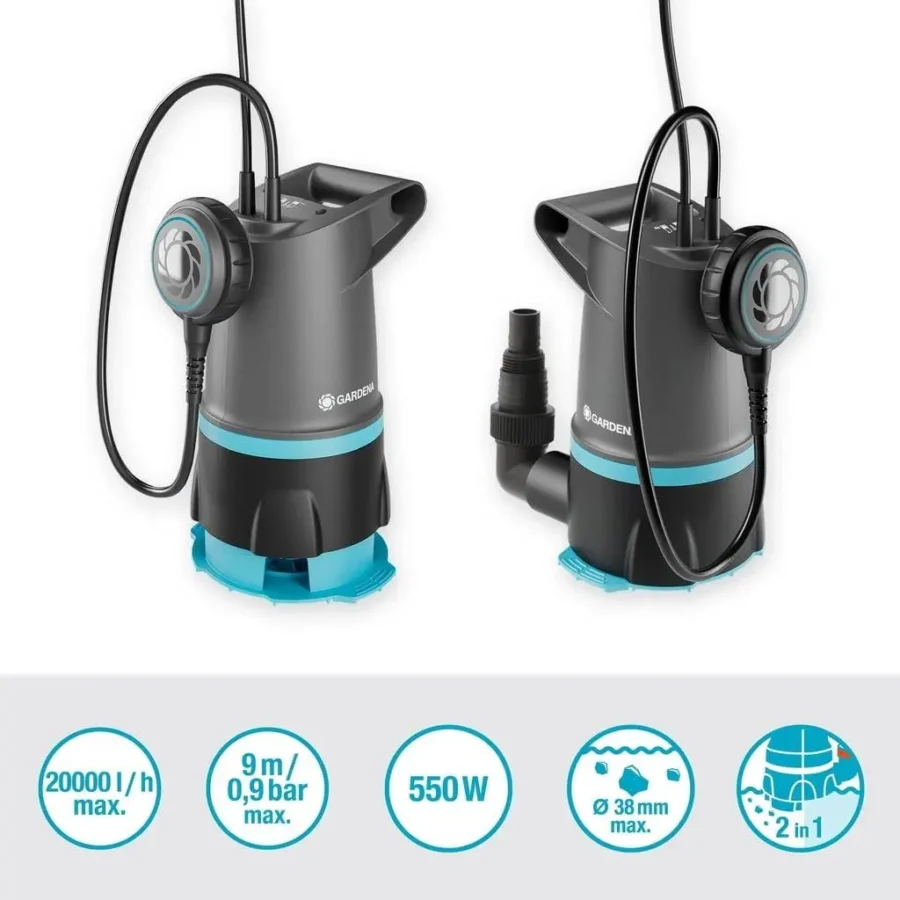 Gardena Klar-Schmutzwasser-Tauchpumpe 20000 BASIC, leistungsstark, ideal für schnelle und effiziente Wasserentfernung, robust und langlebig.
