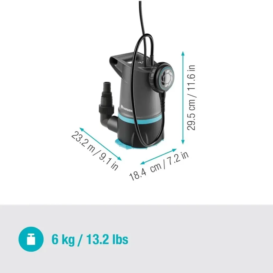 Gardena Klar-Schmutzwasser-Tauchpumpe 20000 BASIC 3, leistungsstark mit 20.000 l/h, ideal zum schnellen Entleeren von Teichen und Kellern.