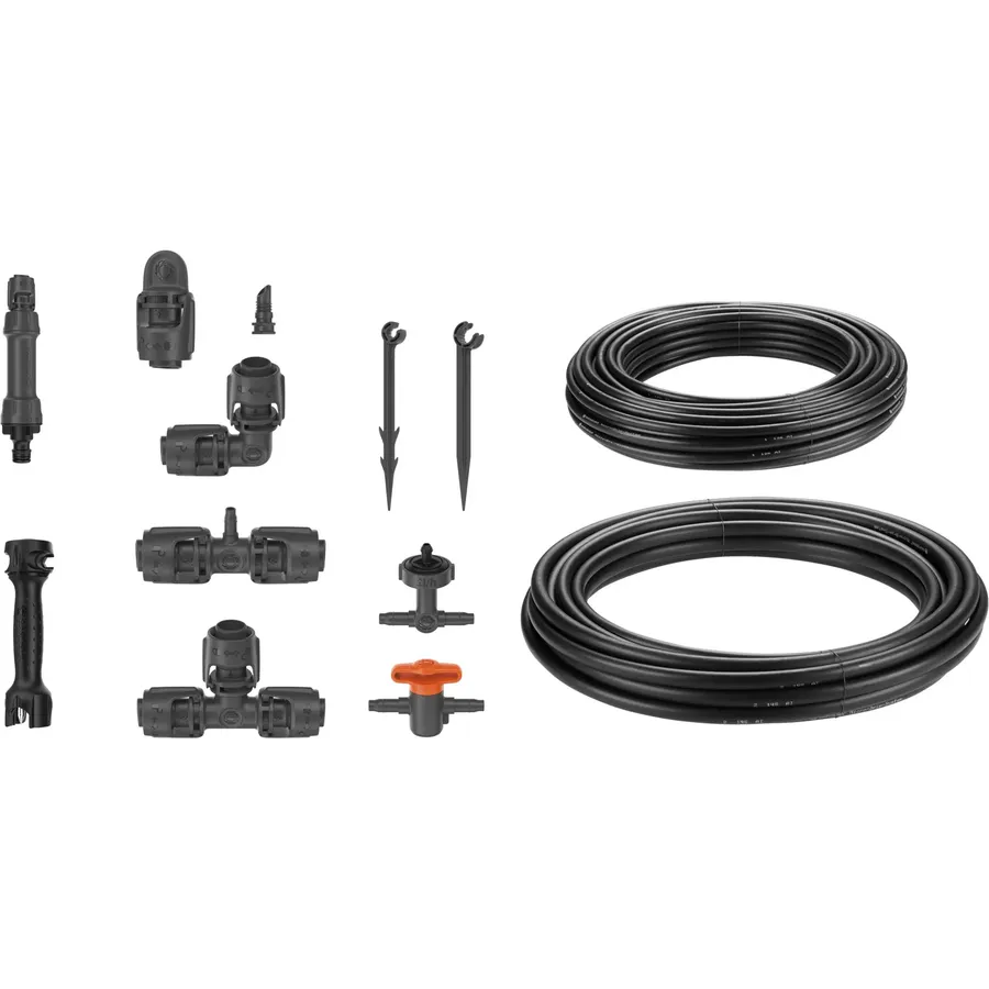 Gardena Micro-Drip-System für optimale Tropfbewässerung, geeignet für 35 Pflanzen im Hochbeet, wassersparend und einfach zu installieren.