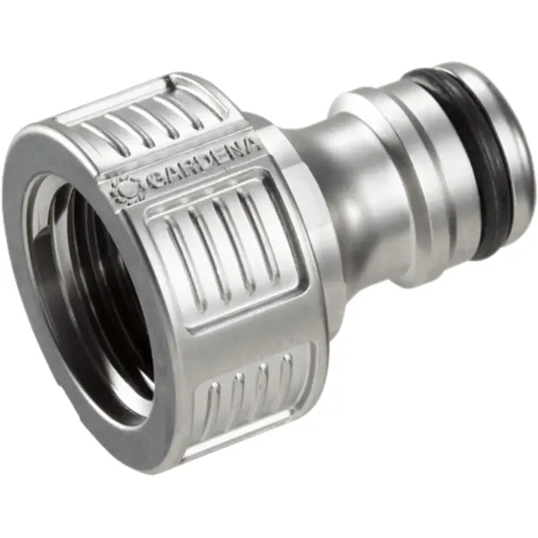 Gardena Premium Hahnverbinder, 21 mm, G 1/2, robust und langlebig, ideal für zuverlässige Gartenbewässerung.