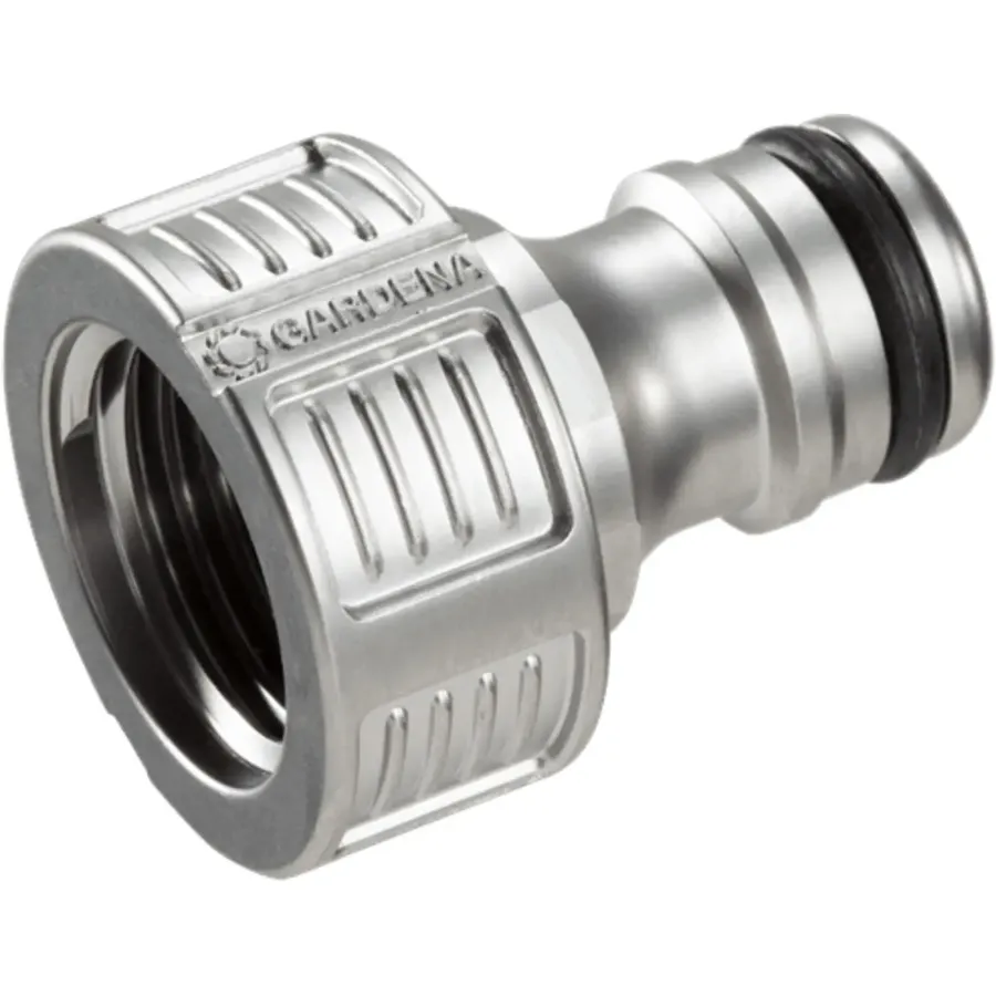 Gardena Premium Hahnverbinder, 21 mm, G 1/2, robust und langlebig, ideal für zuverlässige Gartenbewässerung.