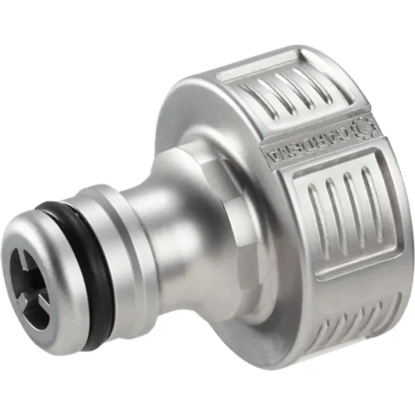 Gardena Premium Hahnverbinder 26,5 mm G3/4, langlebig und robust, ideal für effiziente Bewässerungssysteme im Garten.