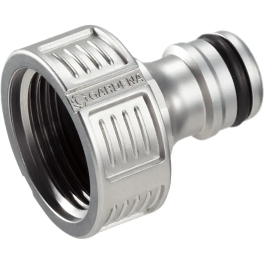 Gardena Premium Hahnverbinder 26,5 mm G3/4, langlebig und robust für zuverlässige Wasseranschlüsse im Garten.