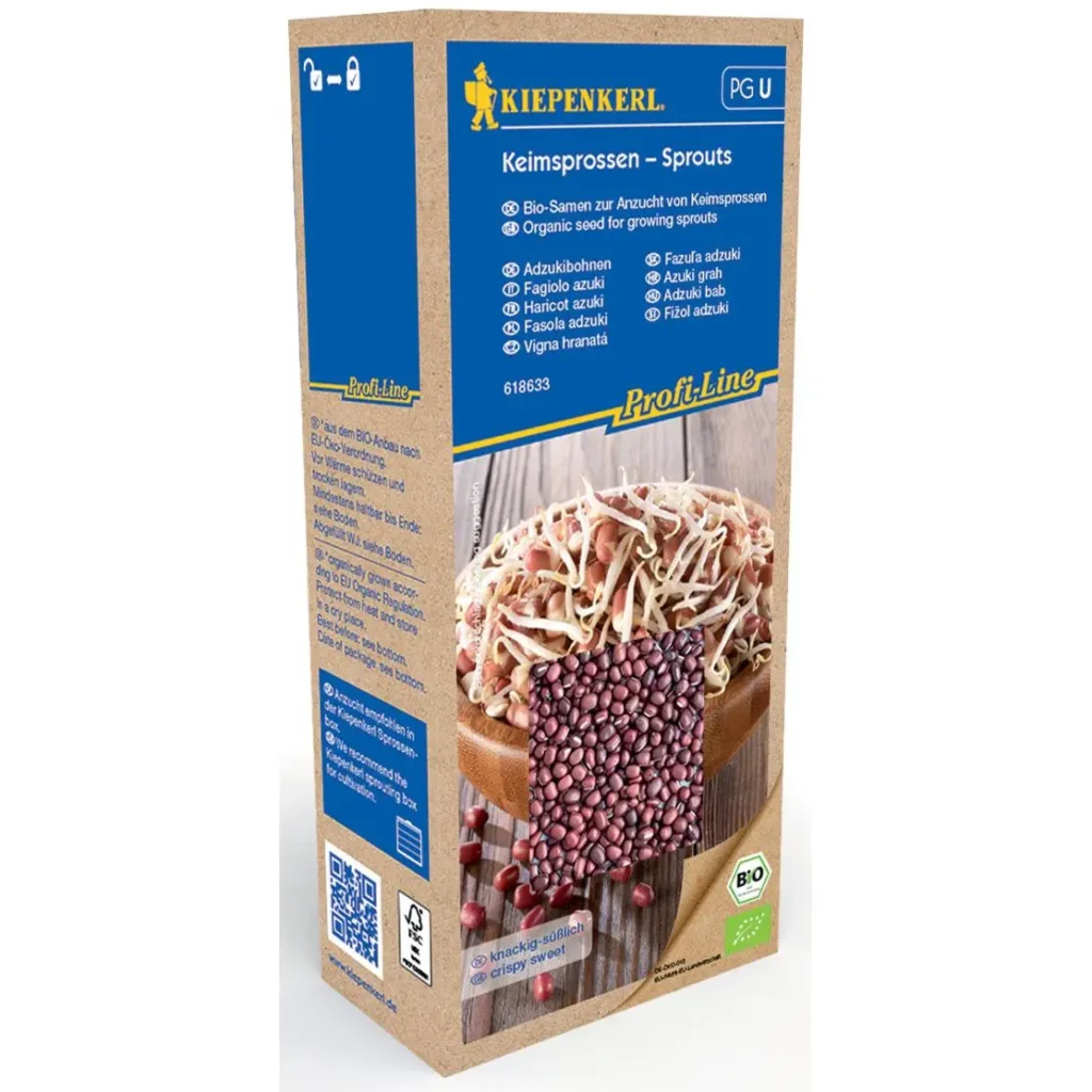 Kiepenkerl BIO Keimsprossen Adzukibohnen, 200g, proteinreich und ideal für gesunde Ernährung, einfach zu ziehen und lecker im Salat.