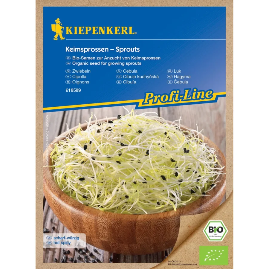 Kiepenkerl BIO Keimsprossen-Saat Zwiebelsamen, reich an Vitaminen und Mineralien, ideal für gesunde Ernährung, 15 Gramm.