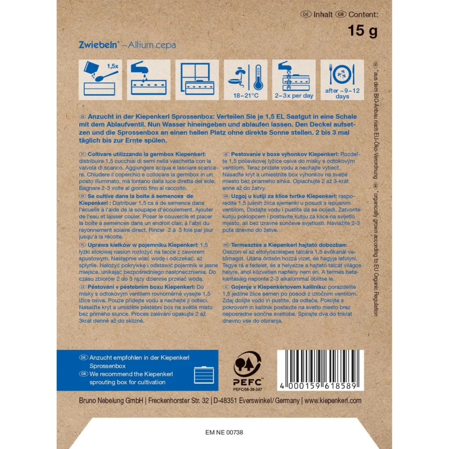 Kiepenkerl BIO Keimsprossen-Saat Zwiebelsamen für gesunde Sprossen zu Hause, 15g, nährstoffreich und keimfähig.