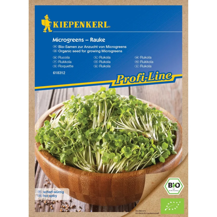 Kiepenkerl BIO Rucolasamen für Microgreens, ideal für gesundes, schnelles Wachstum, 10 g, perfekt für Balkon und Küche.