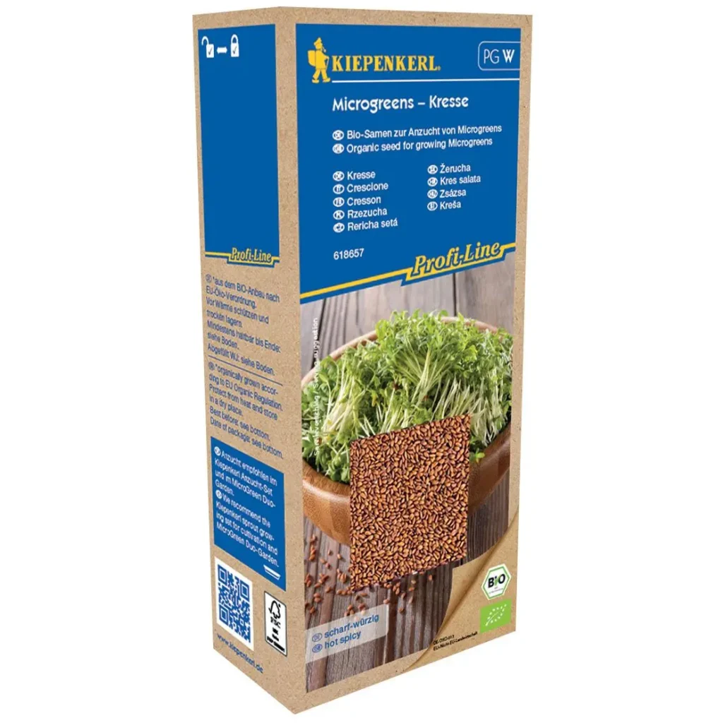 Kiepenkerl BIO Microgreens Kresse, nährstoffreich und frisch, ideal für gesunde Ernährung und einfache Anzucht zu Hause.