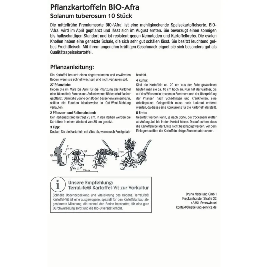 Kiepenkerl BIO Pflanzkartoffel Afra, 10 Stück, nährstoffreich und ideal für gesundes Wachstum im eigenen Garten.