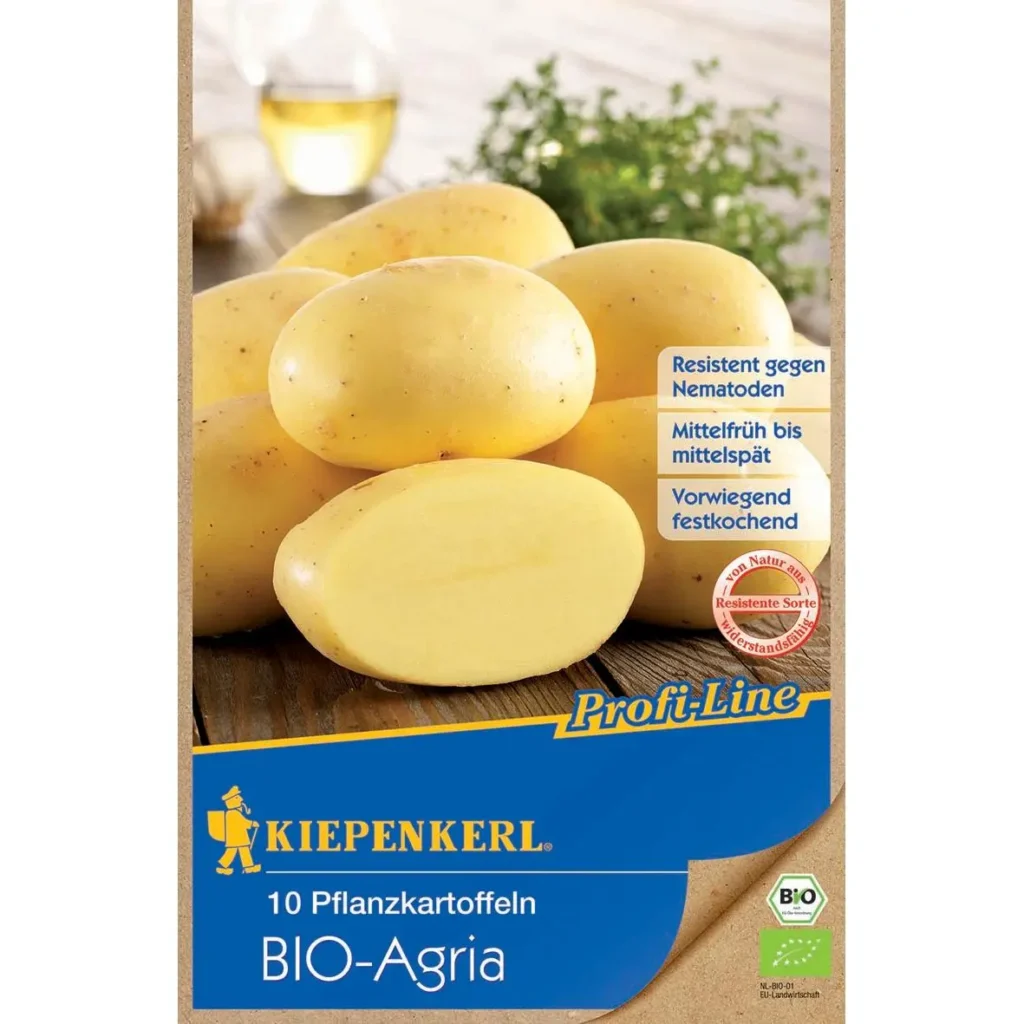Kiepenkerl BIO Pflanzkartoffel Agria, 10 Stück, ideal für ertragreiche Ernte, festkochend und schmackhaft, perfekt für heimische Gärten.