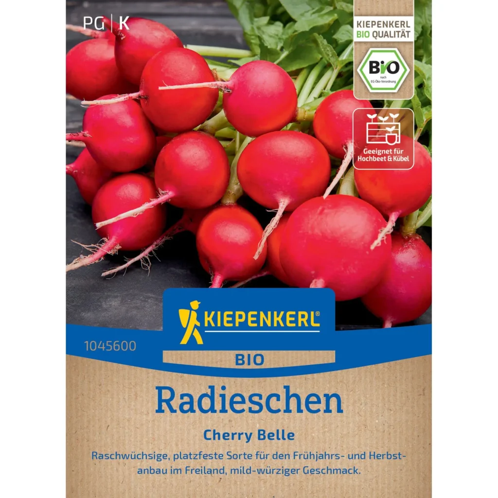 Kiepenkerl BIO Radieschen Cherry Belle, frische und knackige Sorten, ideal für den heimischen Garten, schnelles Wachstum, 250 Samen.