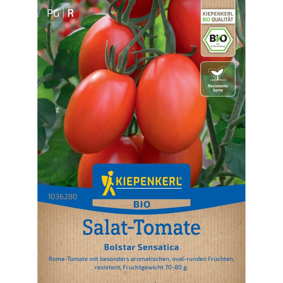 Kiepenkerl-BIO-Salat-Tomate-Bolstar-Sensatica-F1, aromatische, fruchtige Tomate, ideal für den Anbau im Garten oder Gewächshaus, robust und ertragreich.