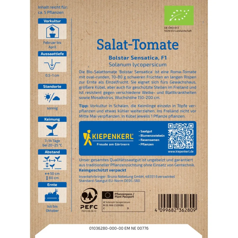 Kiepenkerl BIO-Salat-Tomate Bolstar Sensatica F1, saftige, aromatische Früchte, ideal für den eigenen Garten, robust und ertragreich.