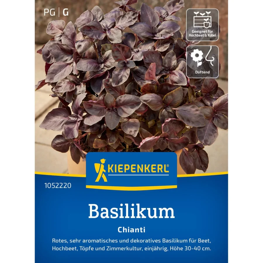 Kiepenkerl-Basilikum-Chianti, aromatisch und intensiv, ideal für die mediterrane Küche, frische Kräuter für jeden Garten.