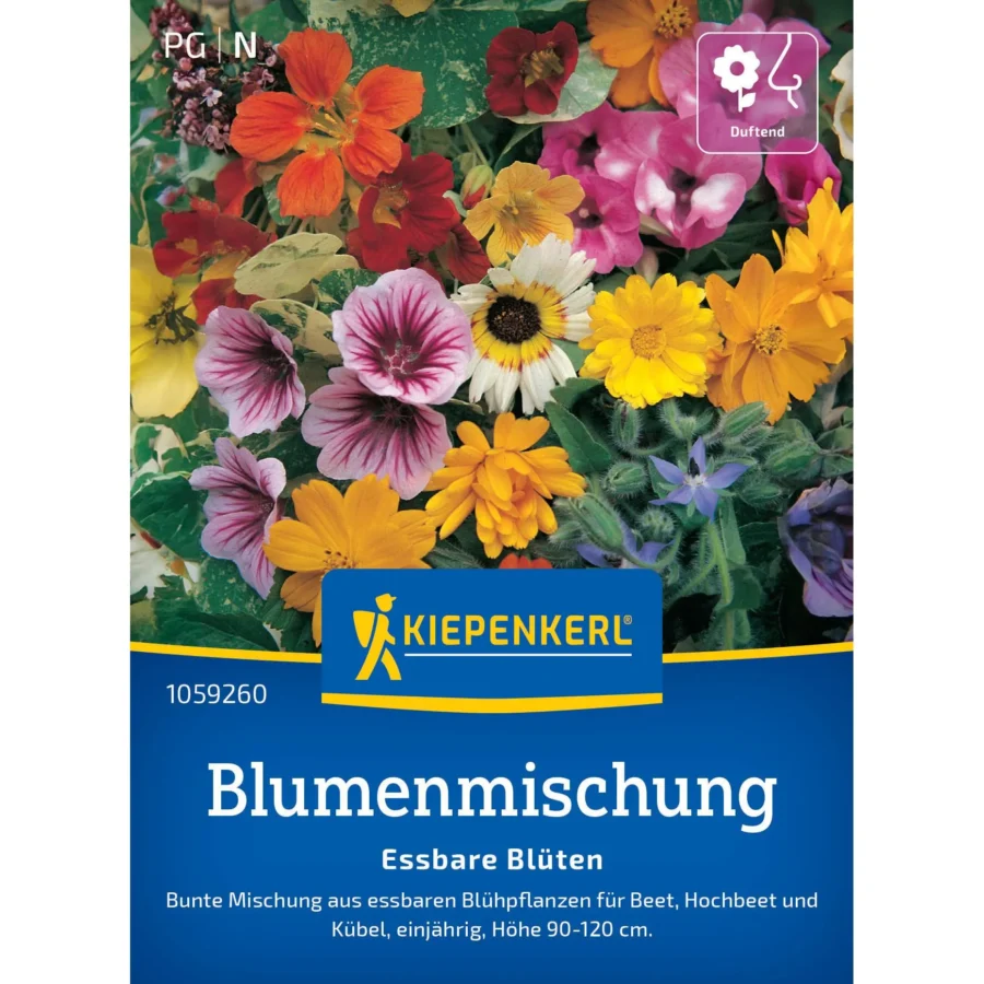 Kiepenkerl Blumenmischung essbare Blüten für kreative Gerichte, 1 Packung, bereichert jeden Salat und verleiht kulinarischen Kreationen einen blühenden Touch!
