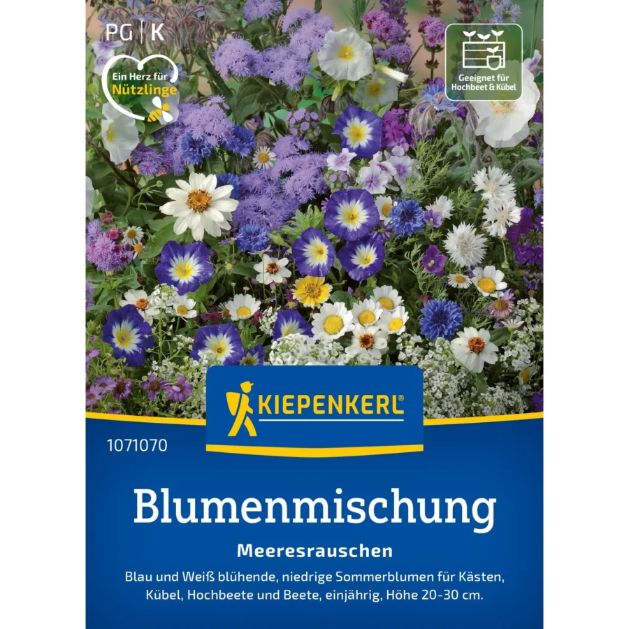 Kiepenkerl Blumenmischung Meeresrauschen, farbenfrohe und pflegeleichte Blumenvielfalt, ideal für Küstengärten und bunte Blumenbeete.