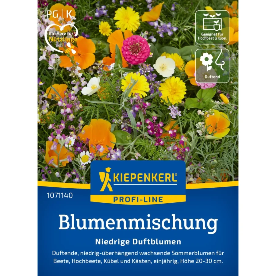 Kiepenkerl Blumenmischung Niedrige Duftblumen, farbenfrohe, duftende Pflanzenmischung für Balkon und Garten, ideal für blühende Highlights.