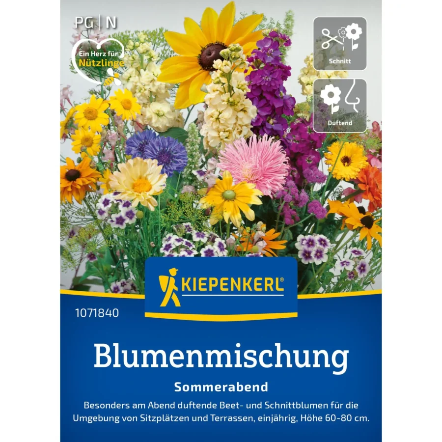 Kiepenkerl Blumenmischung Sommerabend, bunten, bienenfreundlichen Blumen, ideal für blühende Gärten und Balkonpflanzen, 1 kg.