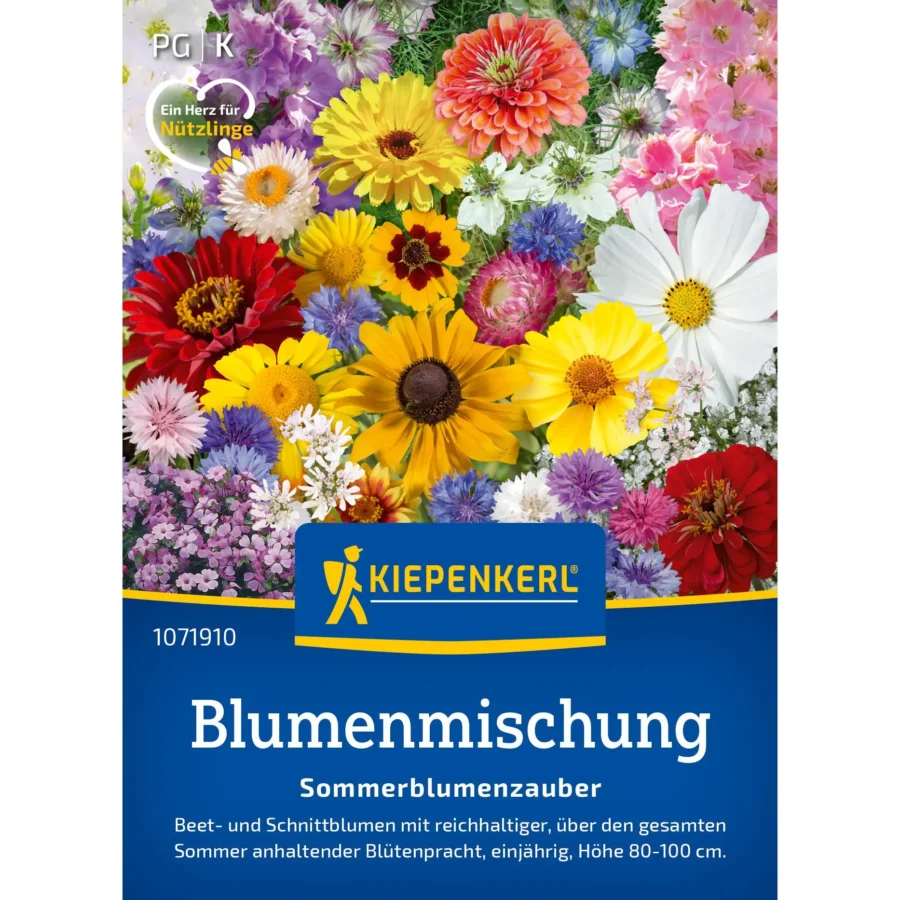 Kiepenkerl Blumenmischung Sommerblumenzauber, farbenfrohe, bienenfreundliche Mischung, ideal für blühende Gärten und Balkone.