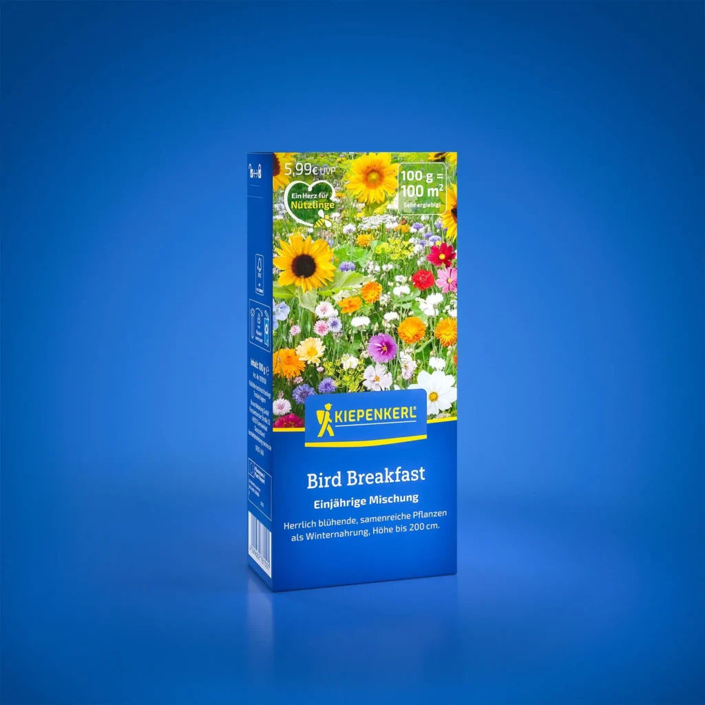 Kiepenkerl Blumensamen-Mischung Bird Breakfast, ideale Vogelnahrung, 150g, fördert die Artenvielfalt im Garten.