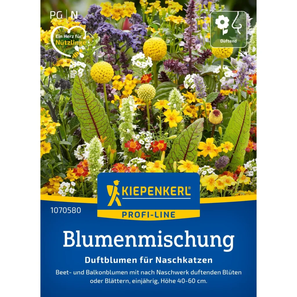 Kiepenkerl Blumensamen-Mischung für Naschkatzen, duftende Blumen für bunte Gärten, ideal für Schmetterlinge und Bienen.