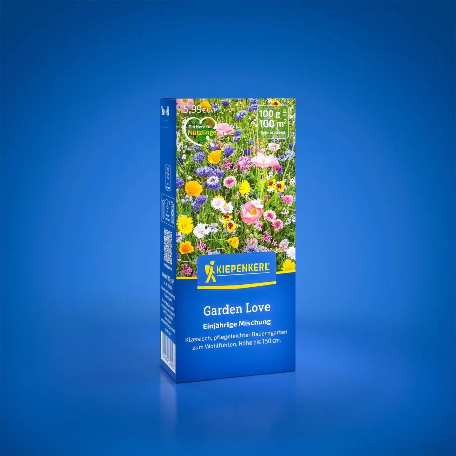 Kiepenkerl Blumensamen-Mischung Garden Love für bunte Blumenbeete, hochwertige Saat, ideal zur Förderung der Artenvielfalt im Garten.