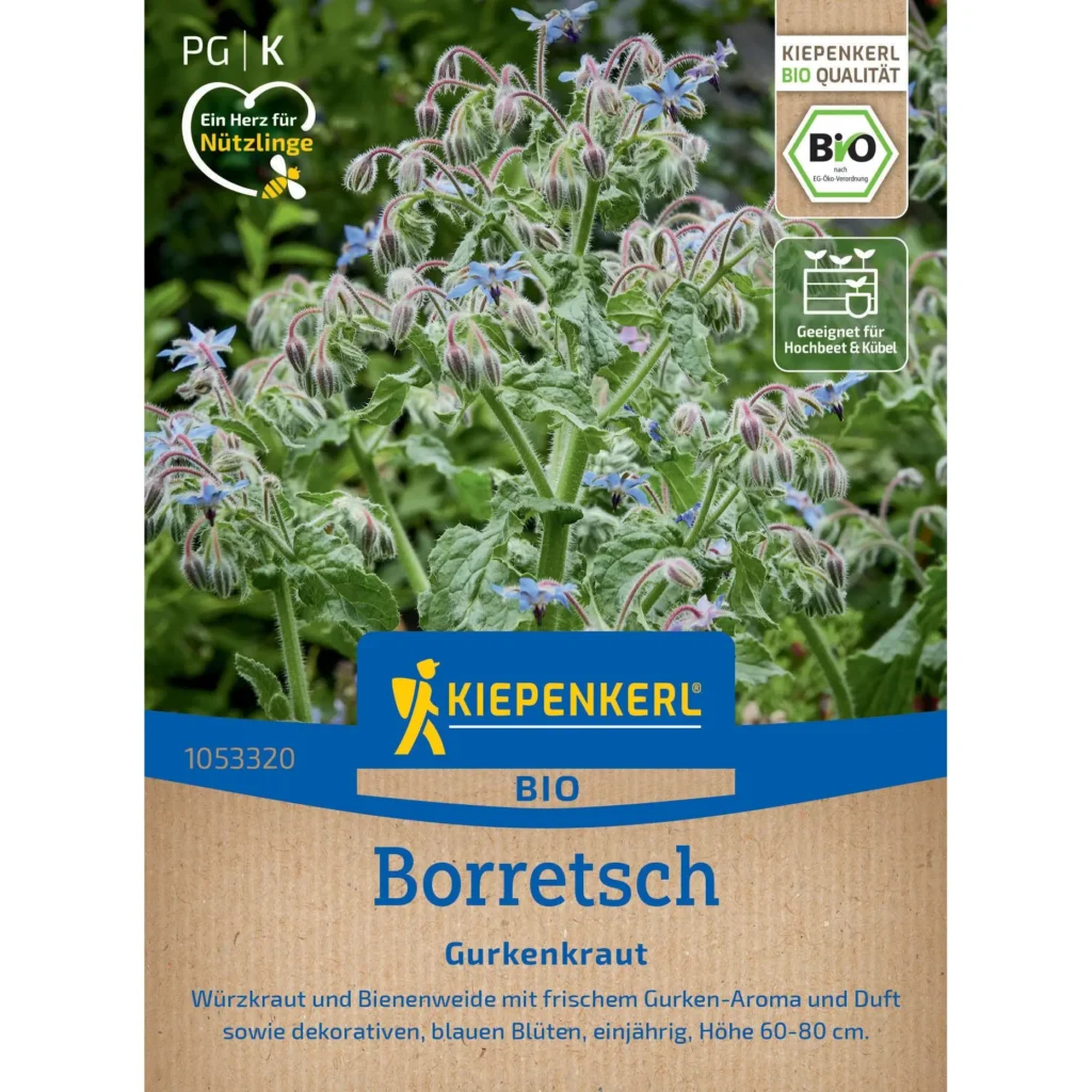 Kiepenkerl Borretschsamen für aromatisches Gurkenkraut, ideal für frische Salate, 5 Gramm, fördert gesundes Wachstum.