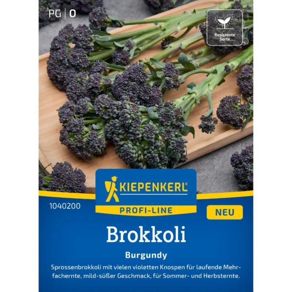 Kiepenkerl-Brokkoli-Burgundy-F1 Samen, ideal für ergiebige Ernten, robuste Pflanzen mit intensiver Farbgebung.